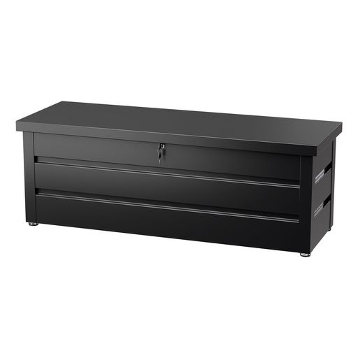 GANGMEI 物置 屋外収納 ガーデンベンチ スチール製 幅149×奥行53.7×高さ52CM 天板耐荷重100KG 鍵付き ベンチストッカー 450L大容量 ブラック