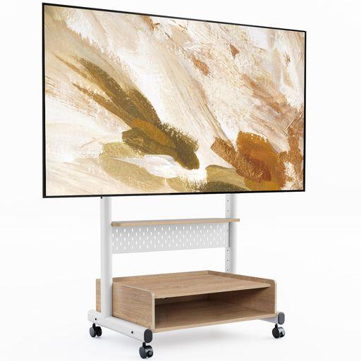 FITUEYES テレビスタンド Kシリーズ テレビ台 マウント付き 40~85インチテレビ対応 耐荷重60KG 有孔ボード付き 高さ調節可能 大容量収納 安定性よい 木製 ホワイト K-A207202WN