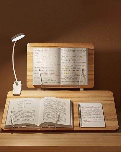 クリップライト付き 傾斜台 勉強 卓上 勤務 書見台 学習台 ライティングボード二重 大きい 60CM*36CM コンパクトリビング学習 軽量 270°角度調整 高さ調整 絵描き 勉強道具 筆記台 学習机 製…
