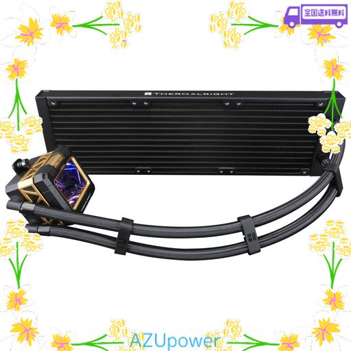 THERMALRIGHT FW 360 BLACK-360 MM AIO CPU液体冷却器、解像度320*240のIPS LCD画面、AM 4/AM 5/INTEL LGA 1700/1851、画像用の「2.4インチ」磁気吸収LCD画面-黒、CPU水冷器