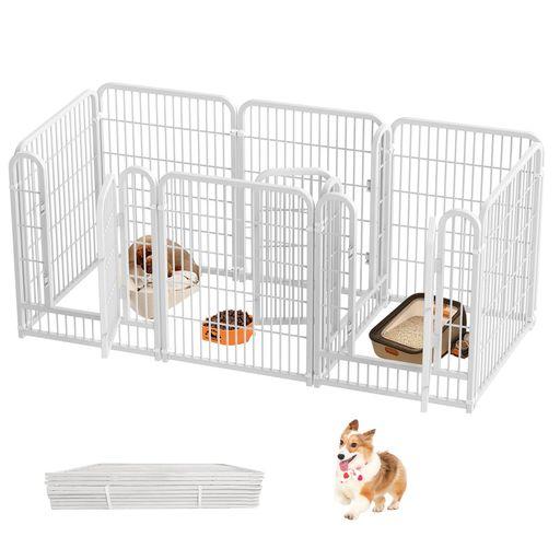 HEEOREV ペットサークル 犬 ゲージ ペットフェンス 犬 サークルケージドア付き [3つのドア(9枚組)210×70×80CM-ホワイト] ？ レイアウト自由 トイレトレーニング 脱走防止 自立 ケージ 犬用 小型… 6,608円