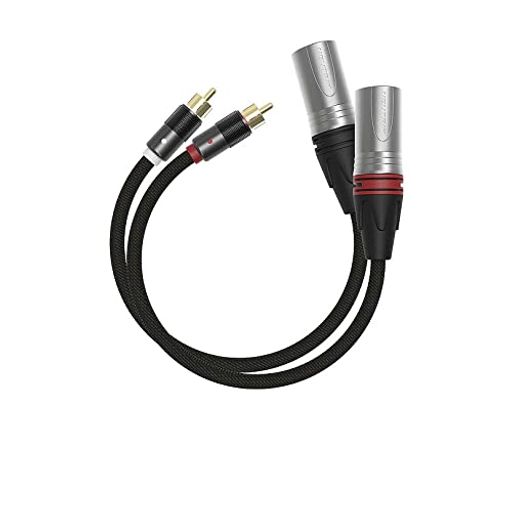 KHADAS デュアルRCA-デュアルXLRケーブルアダプター オス-オスケーブルバランスL/R RCA-XLR3フォノプラグケーブル、左右のテープアウトコード、ミキサー、スタジオモニター、ステレオHIFIサブ…