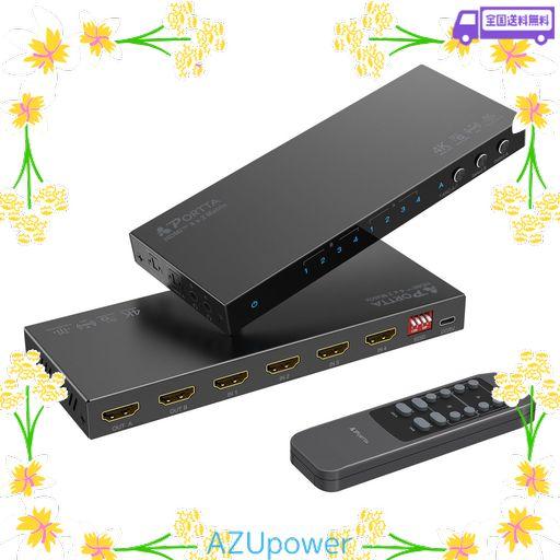 PORTTA 4K 60HZ HDMIマトリックス 4X2 4入力 2出力 スイッチスプリッター TOSLINK 3.5MMオーディオエクストラクター付き ARC 16種類のEDIDモード 4Kダウンスケール IRリモートサポート HDMI 2.0B