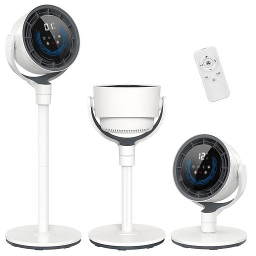 サーキュレーター 扇風機 兼用 DCモーター 静音【4D送風&amp;節電対策】360度首振り 3段階高さ調整可能 パワフル送風 12段階風量調節 左右上下自動首振り3段階 1-12時間切タイマー 30畳 タッチパ…