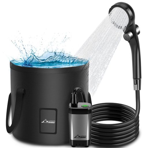 PAHTTO ポータブルシャワー 6000MAH アウトドア 携帯シャワー 20L折りたたみ式バケツ付き 直射ヘッド付き USB充電式 簡易シャワー デジタル画面 水流量調節可 シャワー ポンプ 海水浴 サーフィ…