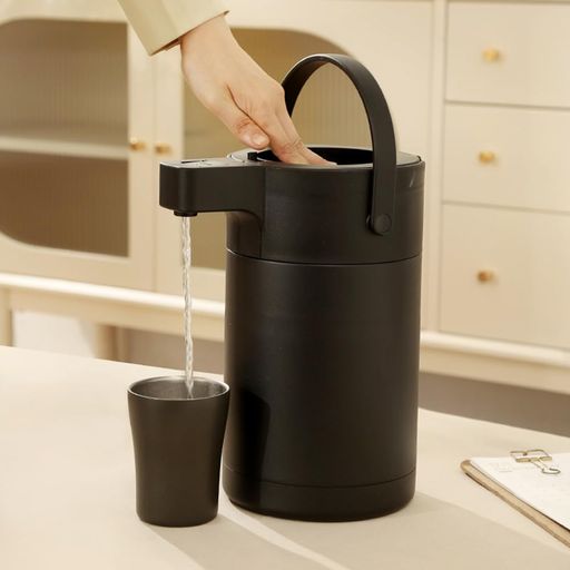 「24時間保温&amp;12時間保冷」 MACOLAUDER 気圧保温ポット 童錠付き 押圧式ケトル 保温瓶 2.5L大容量 お湯・冷水 おうち飲み オフィス キャンプ 304ステンレス鋼 こぼれ防し蓋付き ハンドル付き