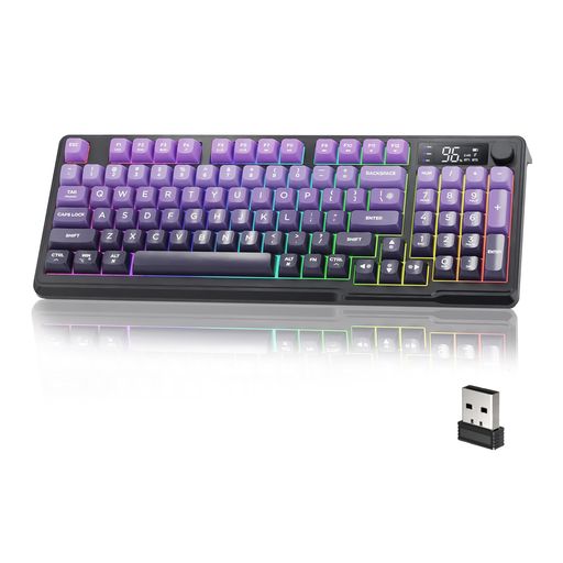 ATTACK SHARK X FREE WOLF M96 ゲーミングキーボード、メンブレンキーボード、ワイヤレス2.4G/BLUETOOTHダブルモード無線キーボード、PBT