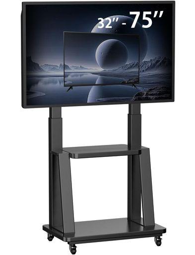GLWIXY テレビ 移動式 TVスタンド キャスター付き 32-75インチディスプレイ,43 50 55 60 65 70型高さ調整可能 大型自立型テレビ台,360°回転移動式スタンド VESA最大600X400MM,耐荷重50KG 簡単な組み立て