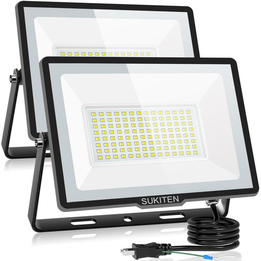 【驚異の明るさ・省電力】SUKITEN 投光器 LED 屋外 作業灯 150W 2個セット 20000ルーメン 100V 極薄型 IP66防水 6500K 昼光色 高輝度 高放熱 120°広角 投光器LEDライト 夜間作業 工事現場 工事用ライト…