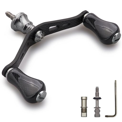 HEIGHTEN 90MM リール ハンドル 20MM カーボン ノブ 搭載 シマノ ダイワ 通用 1.5K カーボン製 ハンドル スピニングリール用 GOURD SERIES (20MMノブ搭載 - ガンメタル) (HT21903)