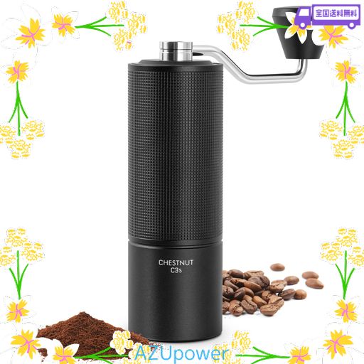 TIMEMORE 新 全金属 コーヒーミル 手動 タイムモア C3S 手挽き コーヒー ミル オールメタル ステンレス臼 段階粗さ調整可能 軽量 省力性 - NEW C3S, ブラック