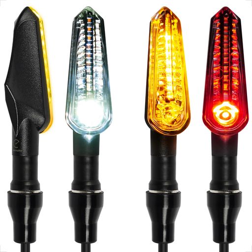 EVERMOTOR 自動二輪車 ウインカー LED 流れるター E32允許 12V汎用 高明快さ 琥珀色色+真っ赤光 琥珀色色+白いこと 雨合羽 4個仕かける