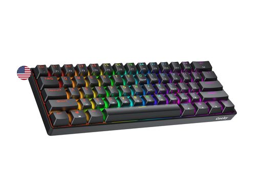 GEEKY GK61 60% | ホットスワップ可能 メカニカルゲーミングキーボード | 61キー マルチカラー RGB LED バックライト PC/MACゲーマー用 | ANSI 米国アメリカ配列 (ブラック、メカニカルレッド)