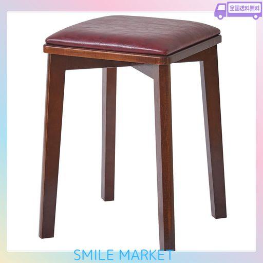 AIBIJU スツール木製 スタッキングチェア ドレッサーチェア 天然木 椅子 腰掛け スタッキングスツール PU皮革座面 クッション付き 四角 33X33X45CM 耐荷重100KG ウォールナット色 YD-151B