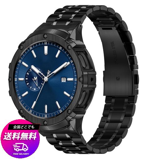 [SUPLINK] FOR SAMSUNG GALAXY WATCH 5 PRO バンド 45MM,一体 金属ケース 交換バンド ステンレス鋼 調節可能,対応 SAMSUNG WATCH 5 PRO BAND 男用 (ブラック)
