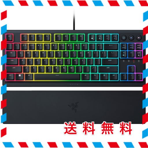 RAZER レイザー ORNATA V3 TENKEYLESS 心地良いクリック感のメカ・メンブレンスイッチ搭載テンキーレス薄型有線キーボード ロープロファイル バックライトが光る専用メディアキー UV コートキ…