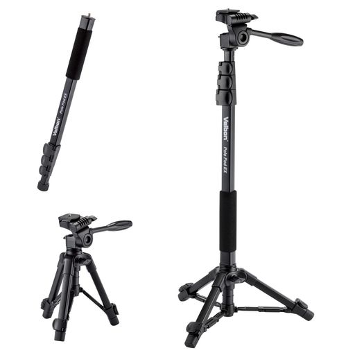 ベルボン 【AMAZON.CO.JP限定】VELBON スタンド型一脚 POLE POD EX AZ ポール部4段/脚部2段 レバーロック ポール部径23MM/脚部径17MM 小型 3WAY雲台 クイックシュー対応 一脚ポール付卓上三脚 一脚単独…