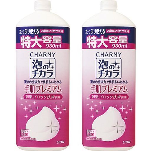 【まとめ買い 大容量】チャーミー泡のチカラ手肌プレミアム 食器用洗剤 詰め替え930ML×2個パック