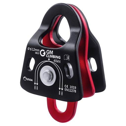 GM CLIMBING 40KN マイクロダブルプーリー CE UIAA認証 ボールベアリング 倍力システム プーリーシステム クライミング リギング レスキュー アーボリスト使用 12MMまでロープ適応 1個セット