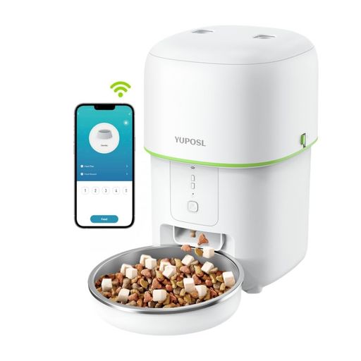 YUPOSL 自動給餌器 猫 5G WIFI スマホ遠隔操作 音声録音 定時定量 自動餌やり機 2L容量 中小型犬用 2WAY給電 手動給餌 無制限置き場所 水洗い可能 ステンレス製ボウル お手入れ簡単 犬用 ペット…