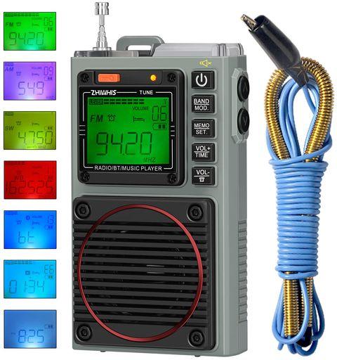 ZHIWHIS ラジオ受信機小型防災 BLUETOOTH金棒引き MICROSD歌留多相応う FM/中波/短波/VHF/広広としたFM 懐中照明ランプ まさかの時目ざまし時計 ラジオ受信機吹き込み/7類概念のうしろ側ともし火色/APP取り締まる/タイマー/目ざまし時計時辰儀/USB-C充…