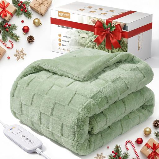 KEENSTONE 電気毛布 掛け 敷き190×130CM 電気ひざ掛け 6つタイマー機能 8段階温度調整 ふわふわ 電気ブランケット丸洗い可タイマー自動電源オフ 膝掛け 良い保温性 ソファ ブランケット過熱保…