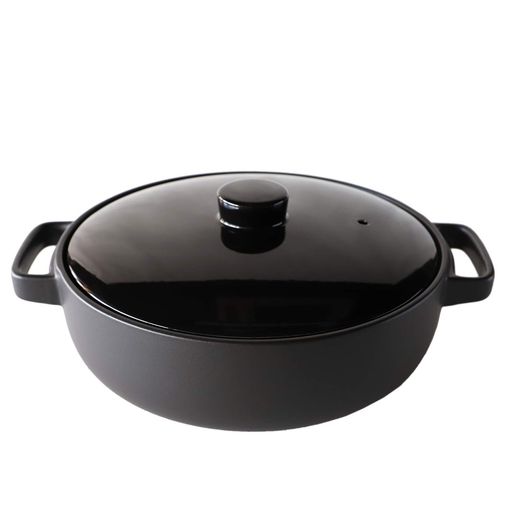 TAMAKI 土鍋 トート 4-5人用 ブラック 直径33.7×奥行27.4×高さ12.8CM 食器洗浄機・電子レンジ・オーブン・直火対応 T-928516