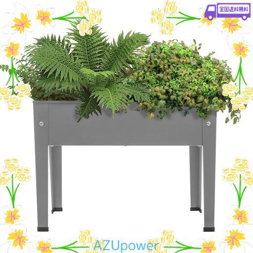 HESHIJ プランター プランタースタンド 大型 屋外 長方形 高床式 脚付き 家庭菜園 スリム レイズドベッド ベランダ テラス 庭 おしゃれ 花 観葉植物 野菜 (グレー, S)