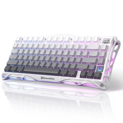 GRAVASTAR MERCURY K1 ゲーミングキーボード 無線 ワイヤレス 75%配列 テンキーレス ホットスワップ BLUETOOTH接続 ガスケット搭載 カスタマイズ RGBライト 文字側の刻印スタイル 高耐久アルミ製筐体