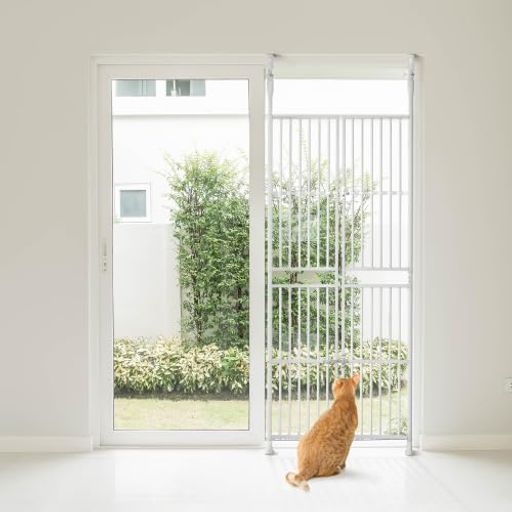 BTM ペットゲート 柵 ロック付き ドア フェンス 留守番 保護 猫用 多頭飼い 多頭 スチール ペットケージ 廊下 玄関 飛び出し 脱走 191-255CM