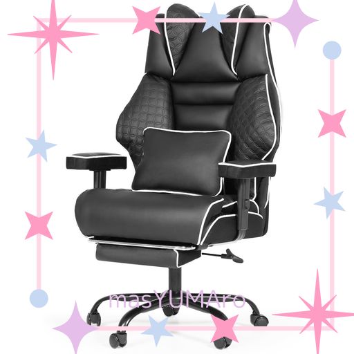 SEEKFUN ゲーミングチェア オフィスチェア 58CMワイド座面 あぐら 疲れない ヘッドレスト付き リクライニング ロッキング機能 オットマン付き PCチェア 腰痛対策 通気性メッシュ 昇降アーム …