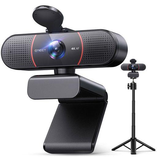 EMEET C960 4K WEBカメラ 三脚付き ウェブカメラ 800万画質 UHD SONYセンサー PDAFオートーフォーカス 内蔵マイク パソコン用カメラ 3段階高さ調節 自動光補正 PCカメラ プライバシーカバー