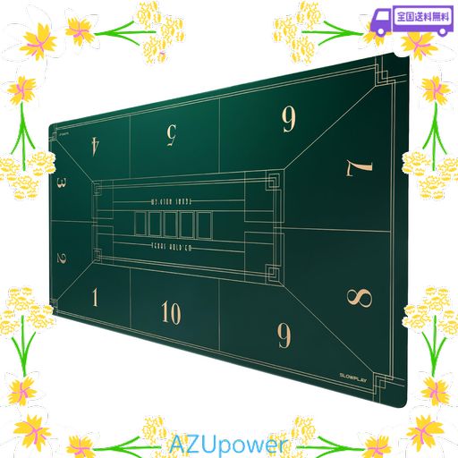 SLOWPLAY NASH ポーカーマット テキサスホールデム 240X120CM|アール・デコ調プリント ポータブルプレイマット 滑らかな手触り 騒音軽減 キャリケーバッグ付き(グリーン) 詳細画像