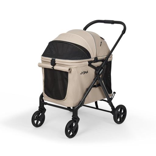 JOPET ペットカート 中型犬用 低床キャビン 折りたたみ式 片手操作 ワンタッチ折りたたみ クイックリリースホイール 前後両開き PUホイール 19,644円