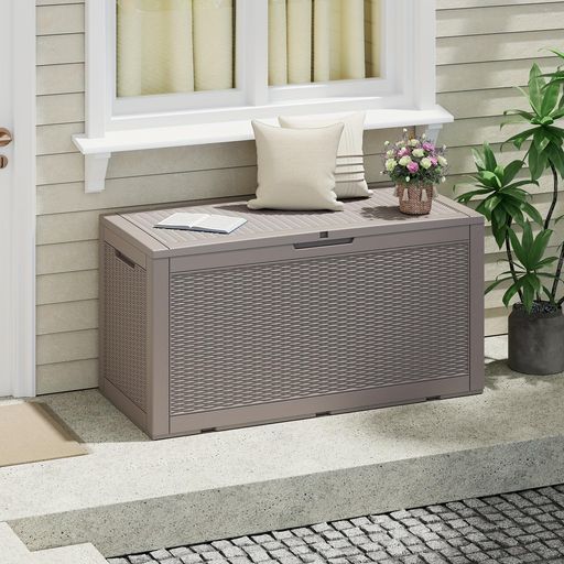 DOUBLETT 物置 収納庫 屋外 防水 380L大容量 耐候 幅121.4*奥行54.1*高さ62CM 大型 耐久 耐熱 ガーデン 庭 ベランダ 倉庫 ベランダ収納 ベランダストッカー 屋外ストッカー ガーデン収納 ベンチ コ…