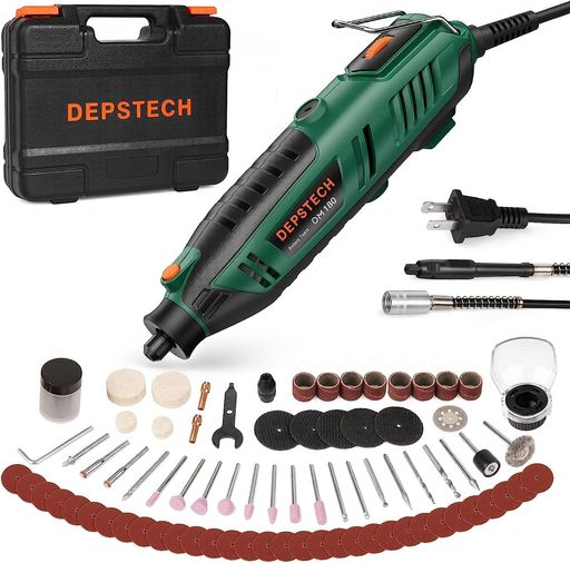 DEPSTECH ミニルーター 40000RPM高速回転 128点アクセサリー 電動リューター 6段変速 ハンドルーター シールドアタッチメント フレキシブルシャフト 木工/彫刻/穴あけ/研磨/切断/切削/つや出し/…