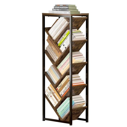 HUANIUN本棚 オープンシェルフ6段 大容量 スリム 省スペース 薄型 収納棚 オープンラック 幅約37×奥行約21×高さ約106CM (グレー)