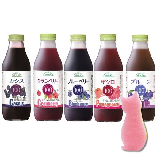順造選 果汁100%ストレートジュース 500ML (5本1セット, アソート(クランベリー・ブルーベリー・ザクロ・濃縮還元カシス・プルーン各1本))