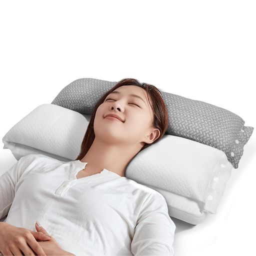 JULIYAS 枕 首が痛くならない 人気 まくら 安眠枕【二層構造？耳と後頭部の凹型中空設計】低反発 高反発 抱き枕 いびき防止 首や肩の負担にならない 立体構造40X60CM 6/10CM高さ調節可能 横向…