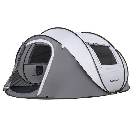 ECHOSMILE ポップアップテント 4人用 ワンタッチ 1秒簡単組立 防水 3000MM 耐水圧 UVカット 99% 防蚊ネット付き キャンプ 家族用テント 防災 軽量設計 ファミリー (2/4/6/8人用選択可)