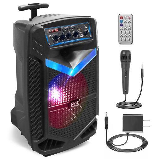【PYLE 400W BLUETOOTH付き ワイヤレス スピーカー】 充電式バッテリー 屋外で使える 重量3.1KG. 8インチ サブウーファー 1インチ ツイーター付き 携帯用 PA システムスピーカー、 録音機能、 カ…