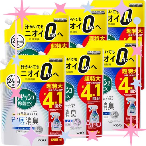 リセッシュ 【ケース販売】除菌EX 汗・皮脂臭のニオイ予防までできる徹底消臭! 香りが残らないタイプ 詰替え用 1200ML×6個 大容量