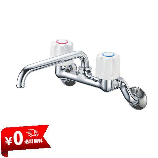 SANEI(サンエイ) ツーバルブ混合栓 キッチン用 壁付き 上向きパイプ 一般地・寒冷地共用形 K21-W-13 シルバー