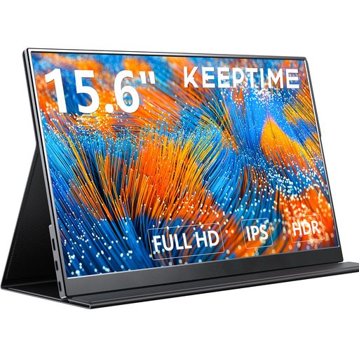 KEEPTIME モバイルモニター 15.6インチ 1920*1080 モバイルディスプレイ ポータブルモニター IPS液晶パネル 非光沢画面 薄型 軽量 マグネット保護カバー付き USB TYPE-C ミニHDMI 