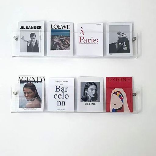 【壁傷つけず/透明アクリル】マガジンラック壁掛け 賃貸OK|雑誌・絵本・書類収納 多目的ディスプレイラック スリム設計 パンフレットスタンド兼用 おしゃれ北欧風 30-120CM (複数サイズ選…