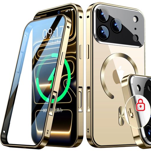 ROSYCOVER【新次元の一体型レンズ・メカニカルロック】IPHONE 17 PRO MAX 用の ケース MAGSAFE対応[360°全面保護・両面強化ガラス][本体の色・CD MAGSAFEリング]マグセーフ ワイヤレス充電対応
