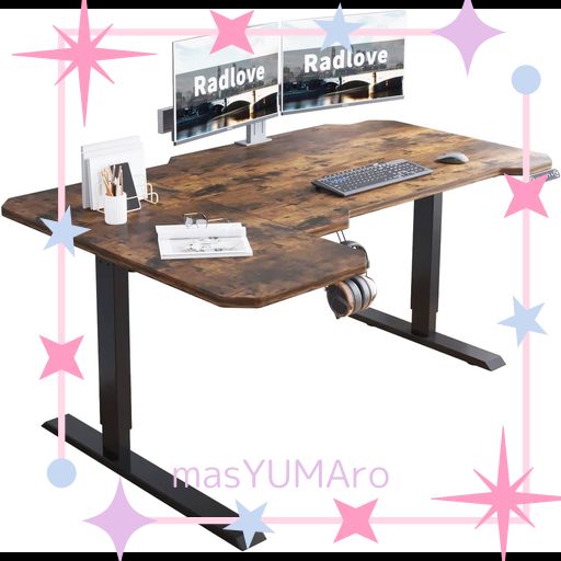 RADLOVE 昇降デスク L字パソコンデスク 電動昇降式デスク 天板幅150CM×101CM ゲーミングデスク 机 スタンディングデスク PCデスク つくえ 高さ調節可能 メモリー機能付き 障害検知 高さ 71~117CM …