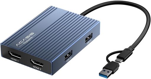 ACASIS USB C - デュアル HDMI DISPLAYLINK アダプター、4K@60HZ、USB HDMI 変換アダプタ HDMI ポート 2 つと USB-A ポート 3 つ、100W PD 充電、MAC M1/M2/M3/WINDOWS