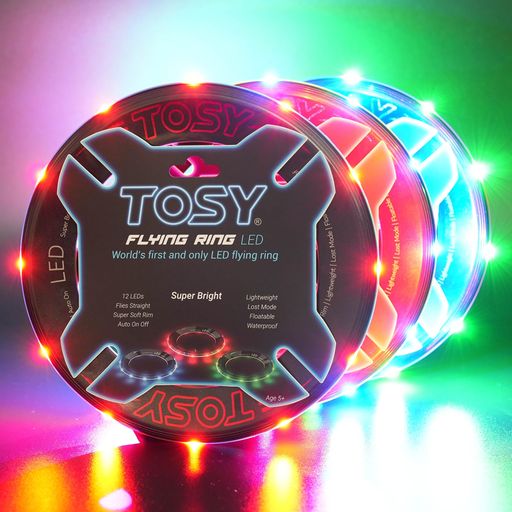 TOSY フライングリング - 12 LED、超高輝度、ソフト、自動ライトアップ、安全、防水、軽量フリスビー、クールな誕生日、キャンプ、イースターバスケットの詰め物&amp;屋外/屋内ギフトおもち…
