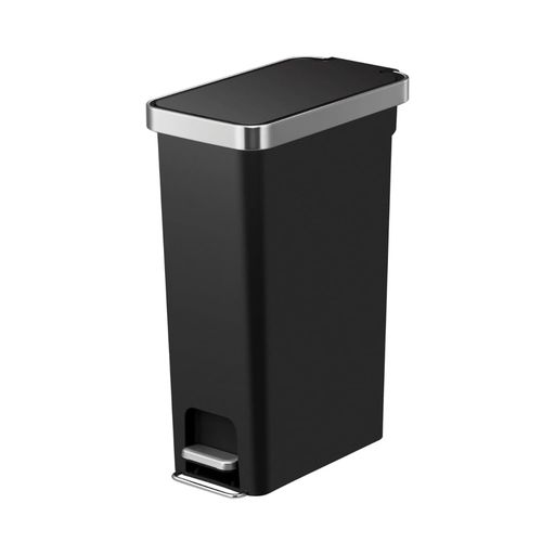 EKO ゴミ箱 ペダル式 ハナ スリム ステップビン ブラック 40L ふた付き インナーボックス無し EK6268-40L-BL